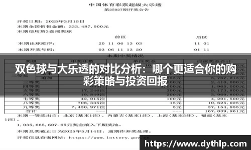 双色球与大乐透的对比分析：哪个更适合你的购彩策略与投资回报